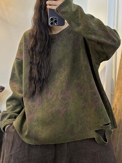 Worn Spliced Cotton Sweatshirt