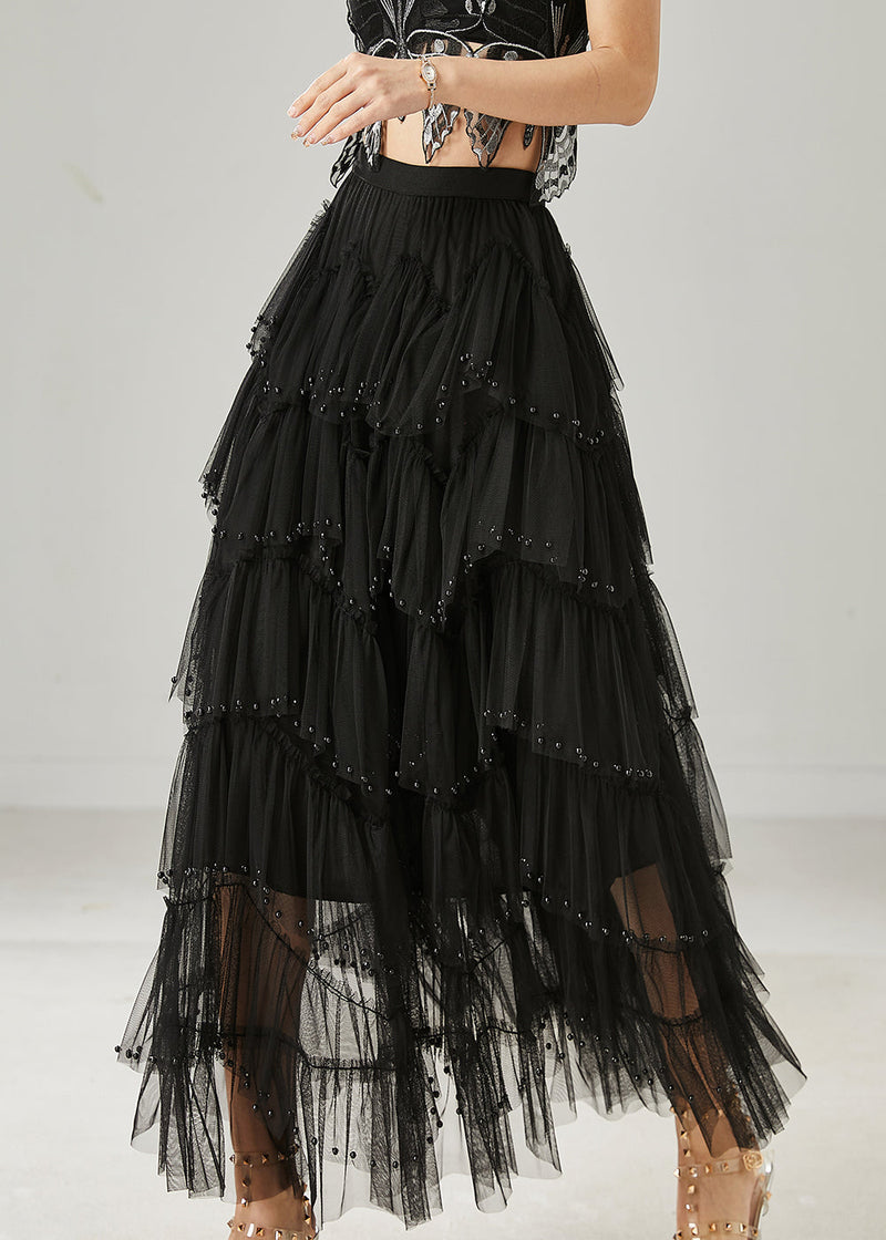 Black Layered Tulle a Line Skirt Exra Large Hem Summer