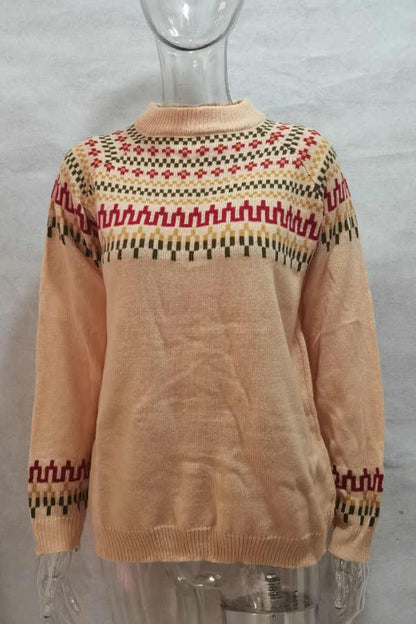 Half Turtleneck Loose Print Sweater