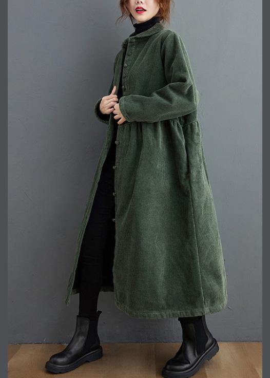 French Blackish Green Corduroy Coats Inspiration Thick Cinched Coats ( Limited Stock)