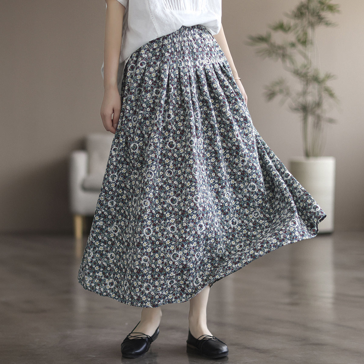 Literary Thin Large A-line Skirt