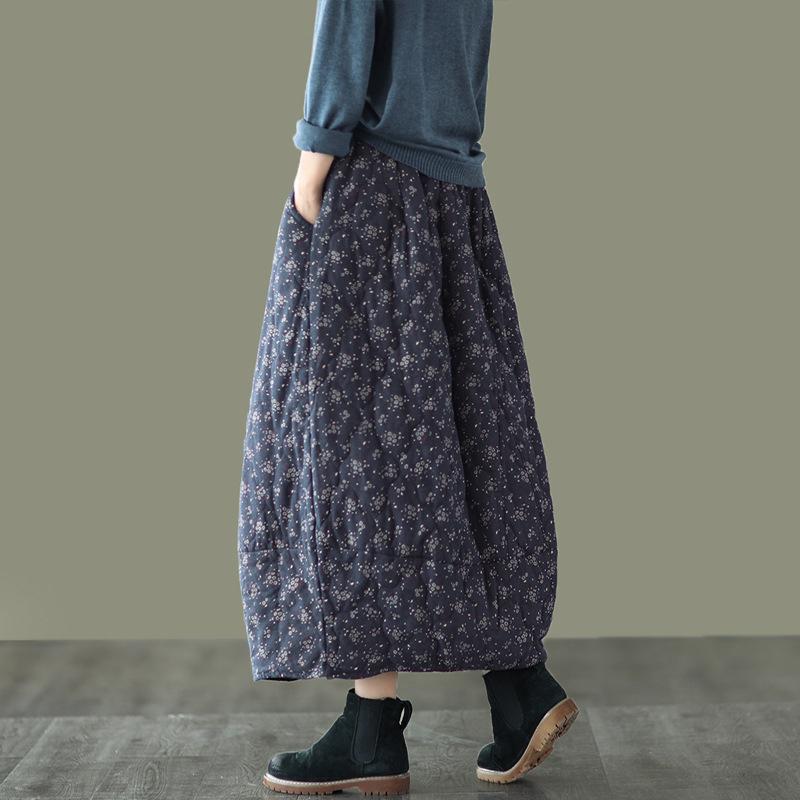 Winter Retro Style Cotton Linen Skirt