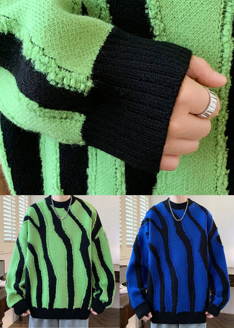 Stylish Green O Neck Original Design Knit Sweaters Winter