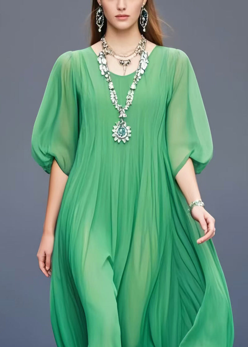 Grass Green Oversized Draping Chiffon Dress Summer
