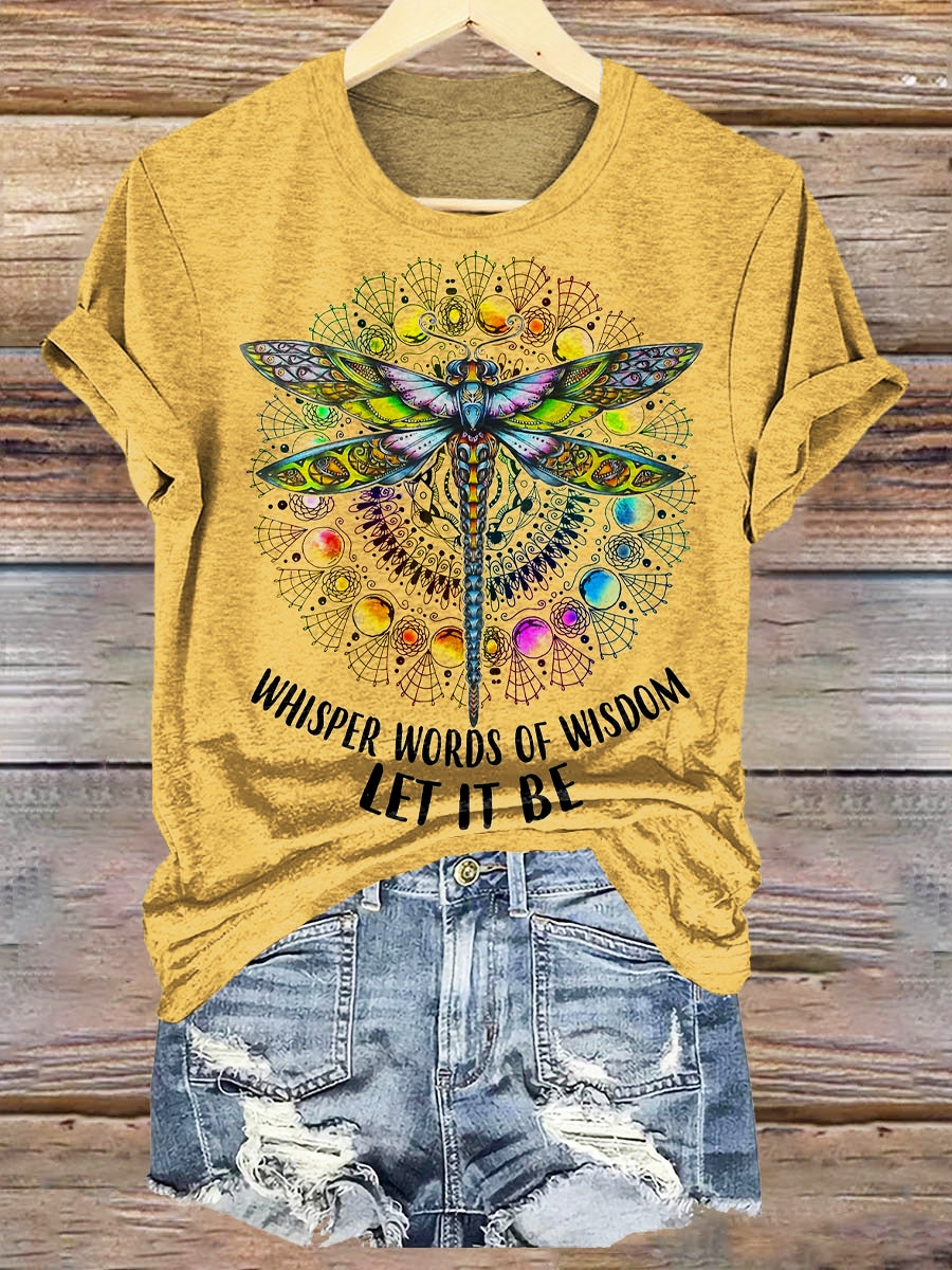 Whisper Words Of Wisdom Let It Be Hippie Print Crew Neck T-shirt