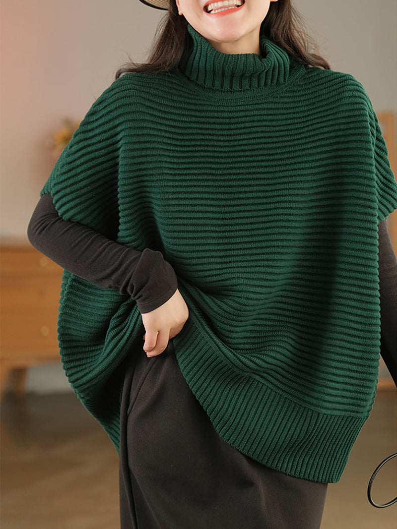 Turtleneck Half Sleeve Loose Pullover Sweater
