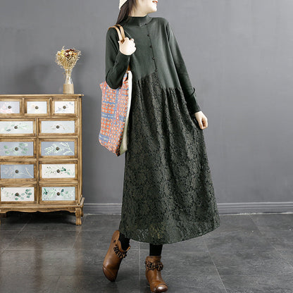 Autumn Hollow Lace Patchwork Dress