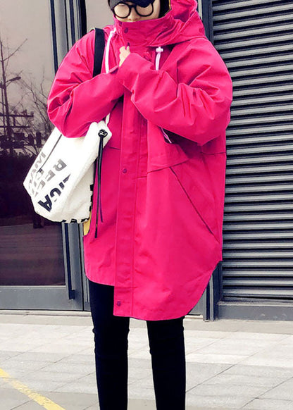 Unique Rose Zippered Asymmetrical Design Regular Fall Trench Coats