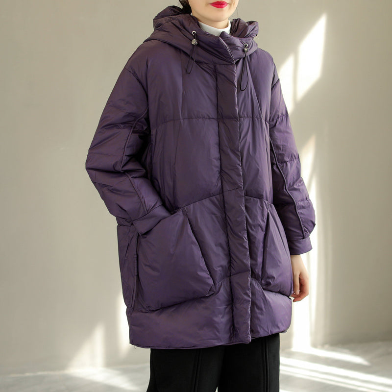 Hooded Lacing Loose Down Coat