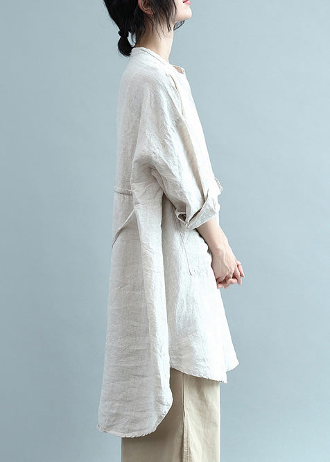 Lapel Button Down Cotton Top Silhouette Organic Beige Clothing Blouses Summer