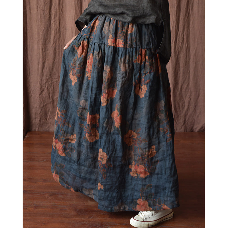 Cozy Retro Linen Skirt