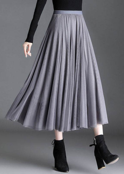 Grey Tulle a Line Skirts Spring