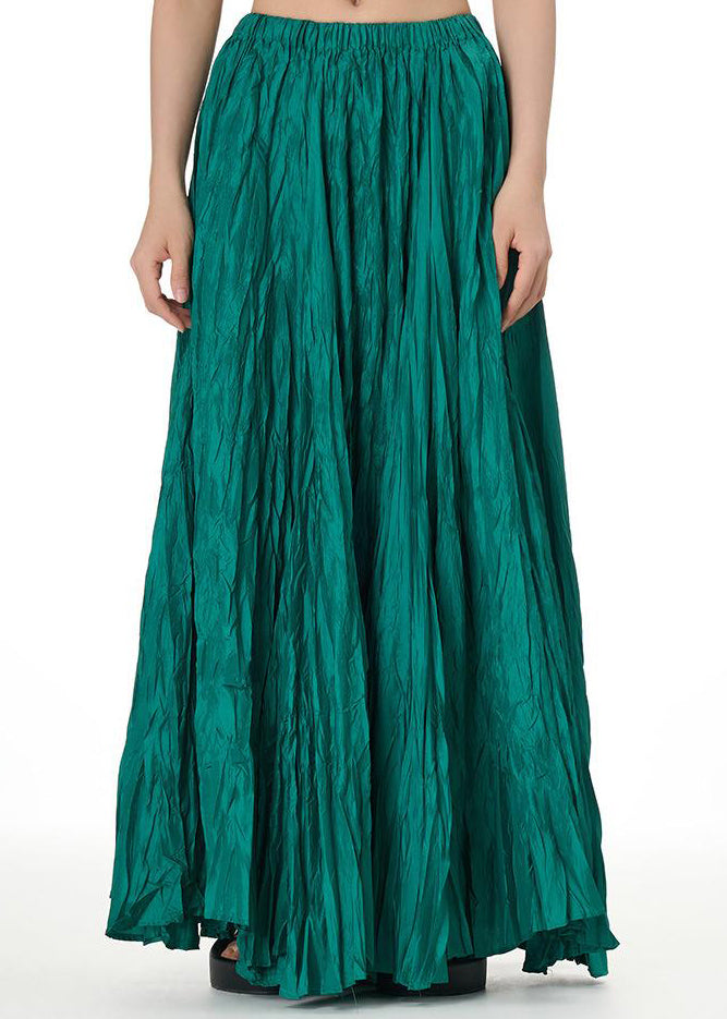 Green Loose Cotton Summer Skirts Elastic Waist
