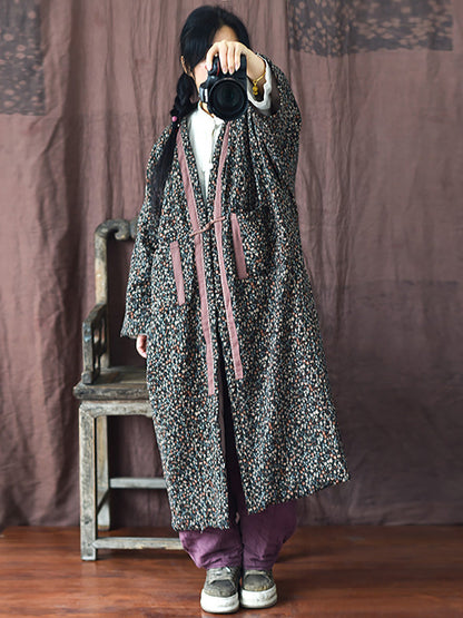 Winter Warm Pocket Print Coat