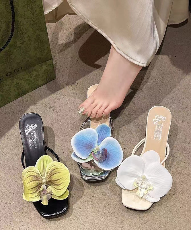 Beige Faux Leather Splicing Slide Sandals