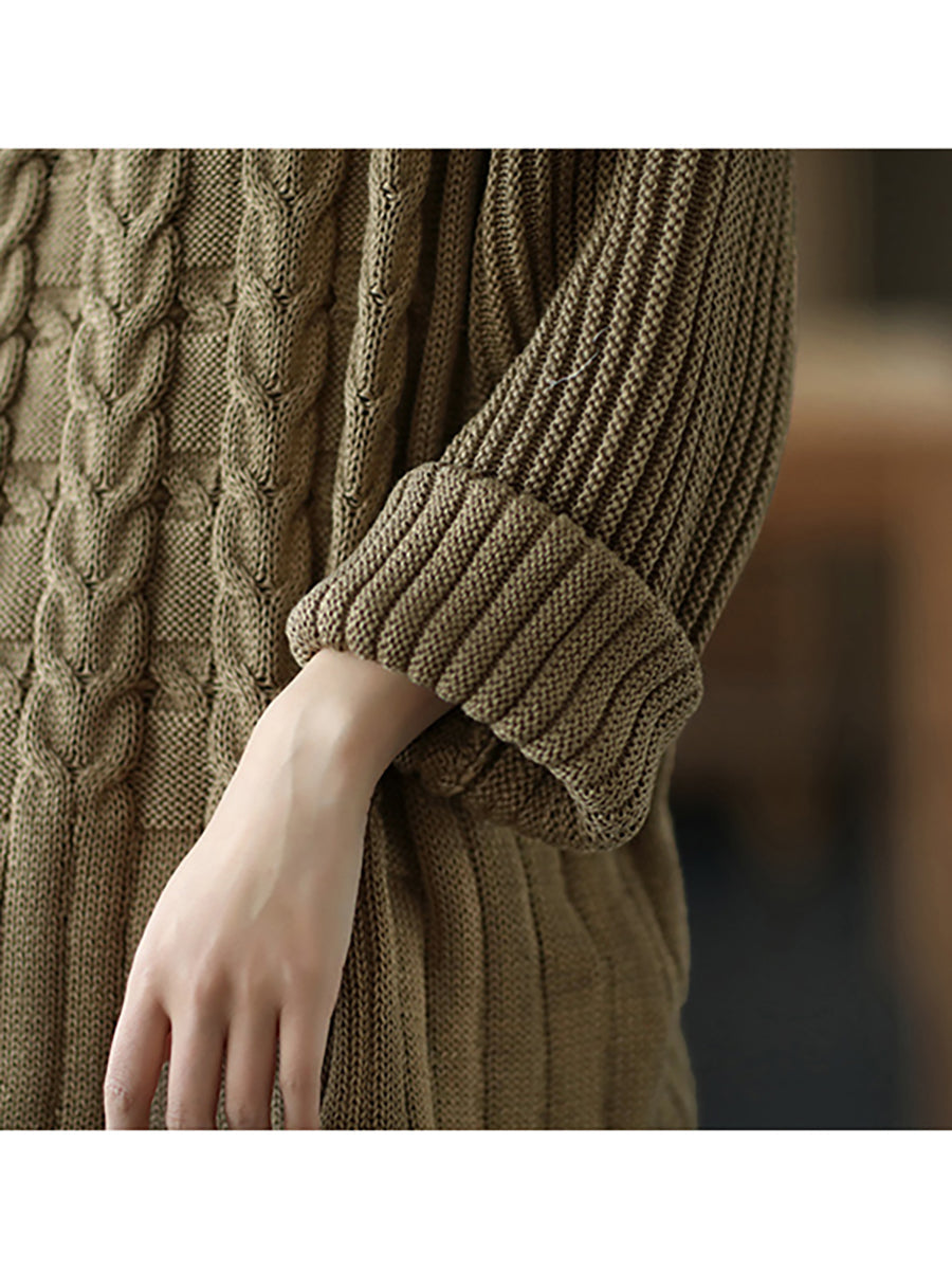 Turtleneck Knitted Color Long Sleeve Sweater