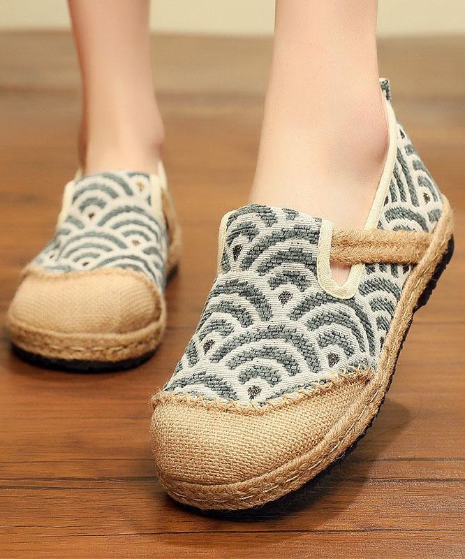Black Cotton Linen Fabric Flat Shoes Splicing Flat Shoes for