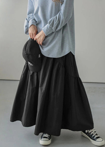 White Exra Large Hem Patchwork Cotton Skirt Summer