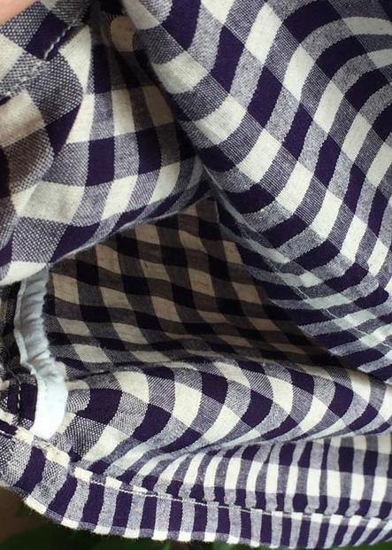 Loose Stand Collar Chinese Button Outfit Work Plaid Maxi Dresses