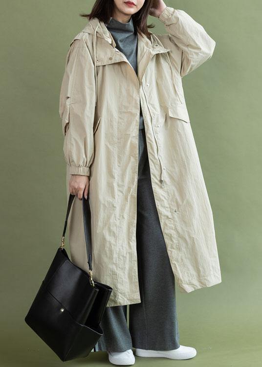 Hooded Zippered Coats Nude Tunic Coats Fall