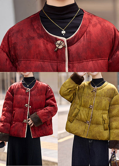 Yellow Tie Dye Duck Down Puffers Jackets Oversized Winter