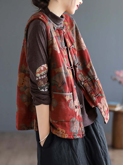 Artsy Ethni Print Frog Waistcoat