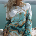 Vintage Gradient Marble Texture Pattern Art Linen Shirts elevenforest