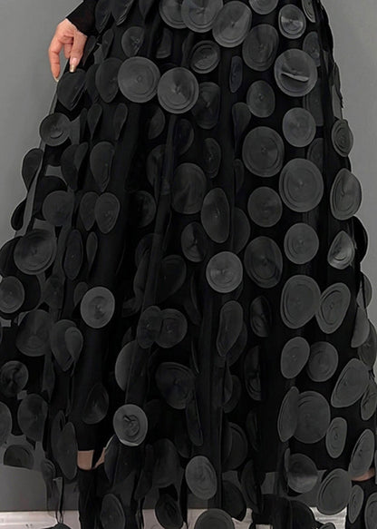 Khaki Dot Patchwork Tulle Skirt Fall