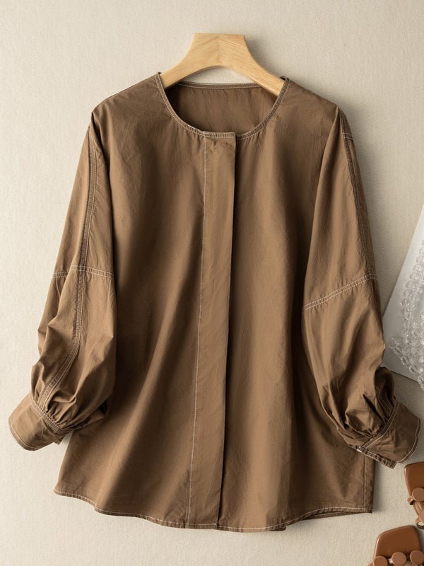 100% Natural Fabric Classic Commuter Loose All-match Shirt in Color