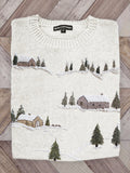 Snowy Christmas Cottage Landscape Cozy Knit Sweater artswardrobe