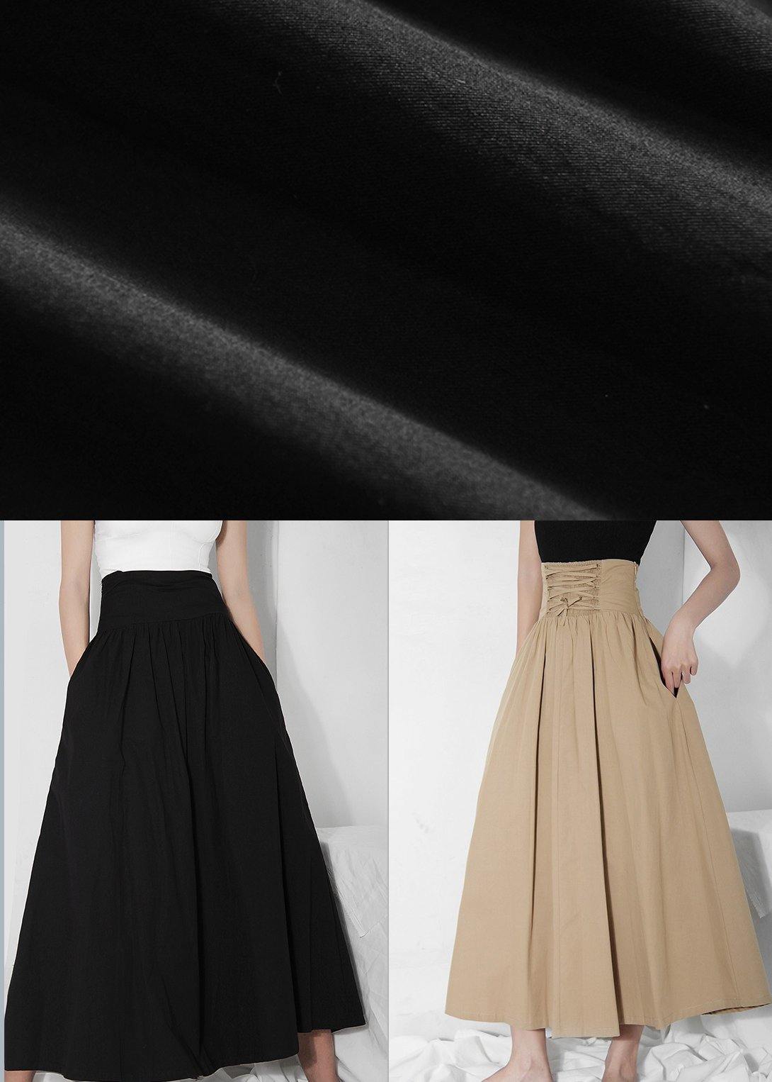 Italian Black High Waist Cinched Skirts Summer