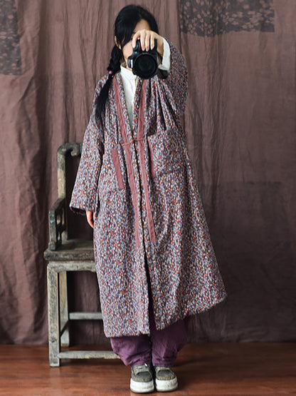 Winter Warm Pocket Print Coat