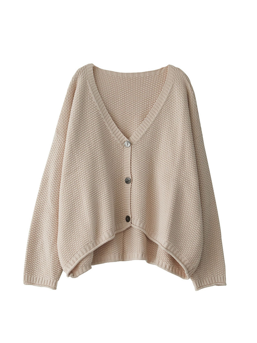 Winter Artsy Knitted Button Hemming Sweater