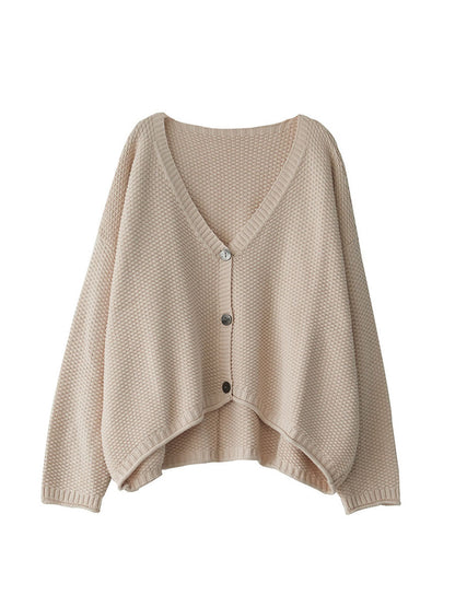 Winter Artsy Knitted Button Hemming Sweater