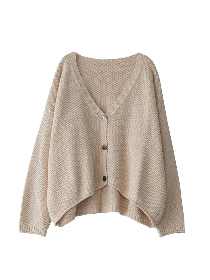 Winter Artsy Knitted Button Hemming Sweater