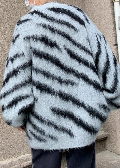 Unique Brown Striped Cozy Knit Sweaters Winter