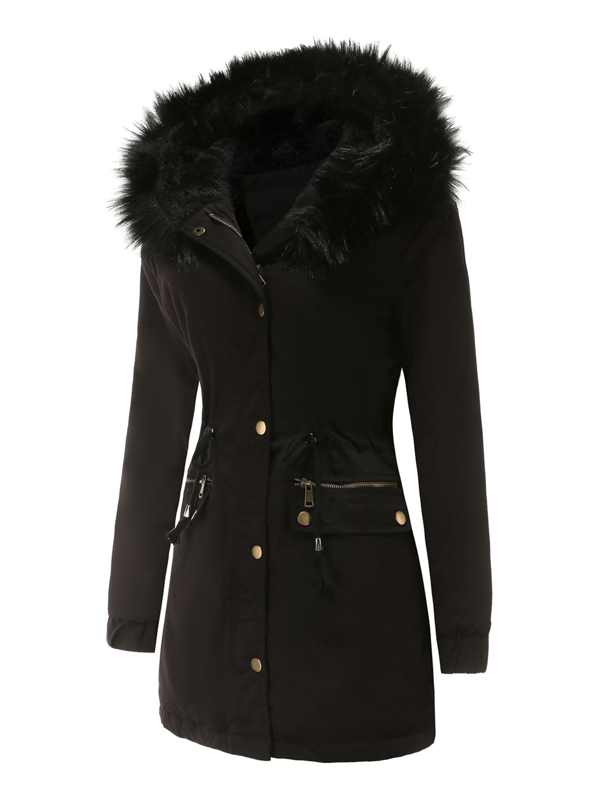Parka Coat Street Plush Winter Hoodie Coat Color Oversized Fur Warm Coat