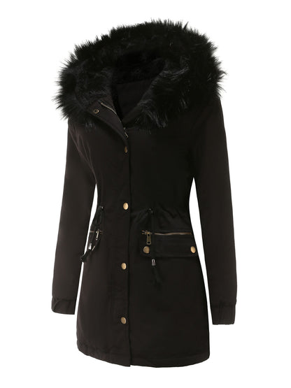 Parka Coat Street Plush Winter Hoodie Coat Color Oversized Fur Warm Coat