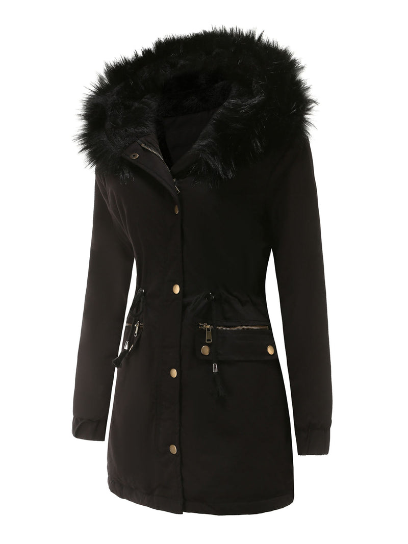 Parka Coat Street Plush Winter Hoodie Coat Color Oversized Fur Warm Coat