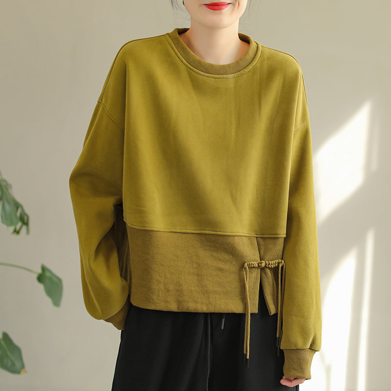 Winter Retro Irregular Patchwork Furred Loose Sweater