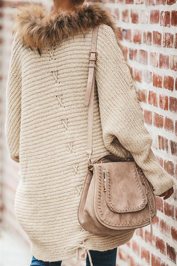 Buffy Faux Fur Cable Knit Cardigan