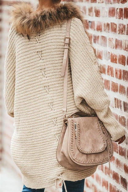 Buffy Faux Fur Cable Knit Cardigan