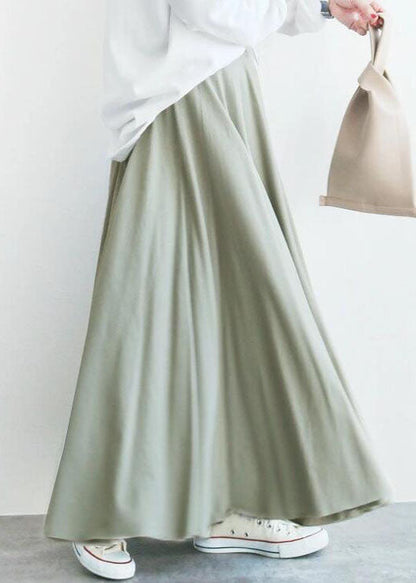 Light Green Wrinkled Exra Large Hem Cotton Skirt Spring