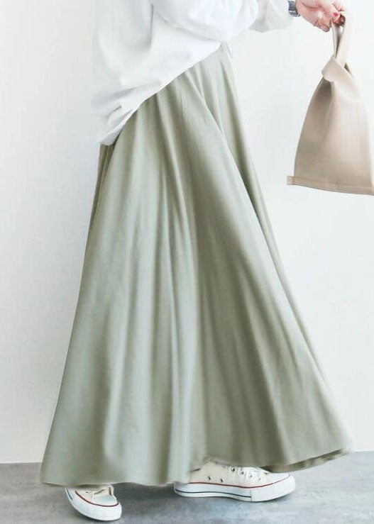 Light Green Wrinkled Exra Large Hem Cotton Skirt Spring