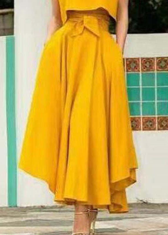 Color High Waist Belted Side Zipper Irregular Hem Skirts