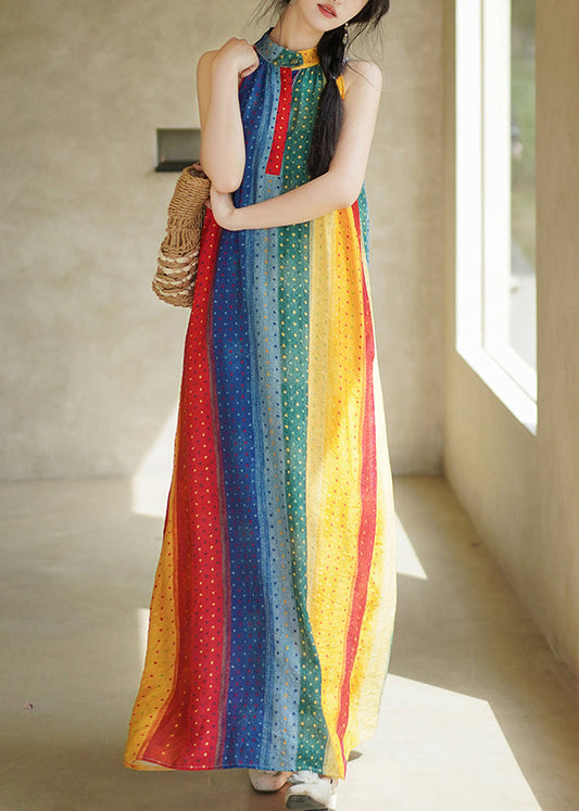 Rainbow Dot Pockets Long Dress Sleeveless