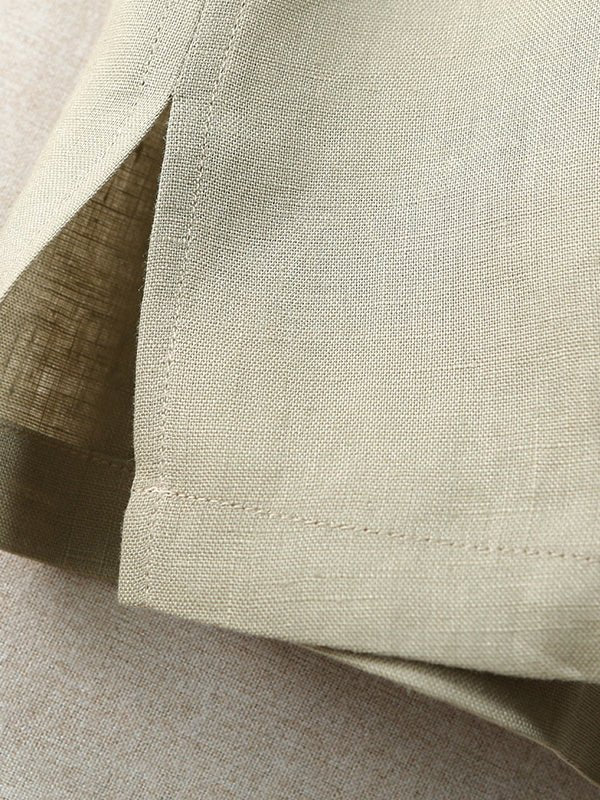 Pure Color Crew Neck Short Sleeve Linen Tee Top
