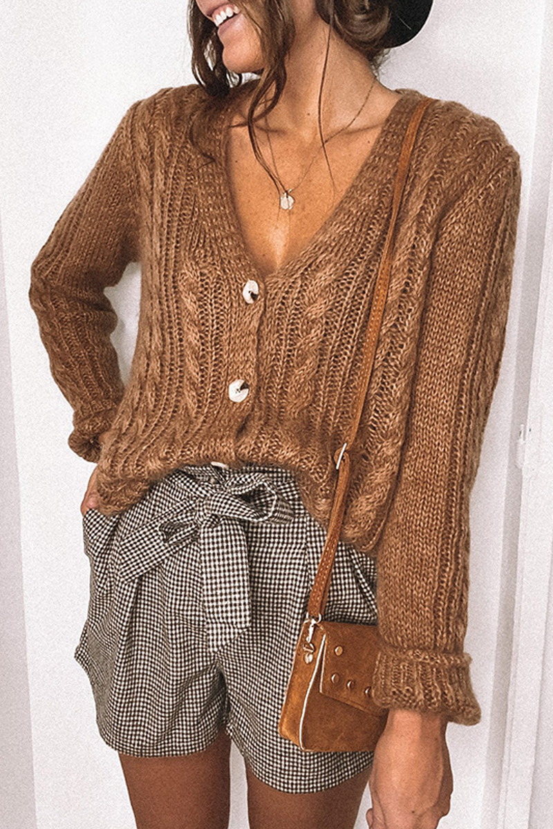 V-neck Cardigan Knitted Sweater