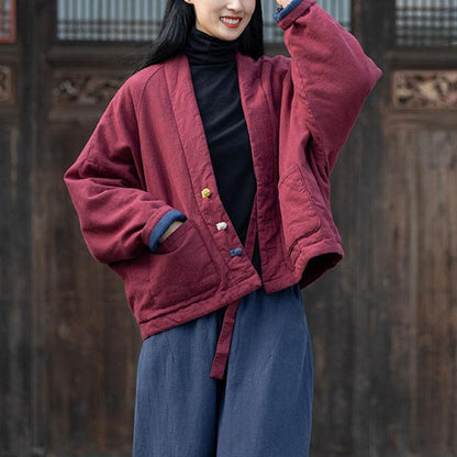Autumn Winter Cotton Linen Retro Warm Coat