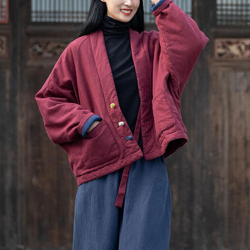 Autumn Winter Cotton Linen Retro Warm Coat